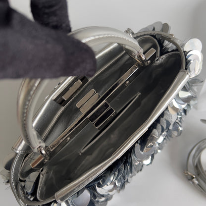 Fendi Silver Big Paillettes Small Size Peekaboo