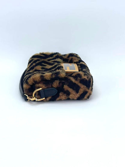 Fendi Mini FF Shearling Baguette