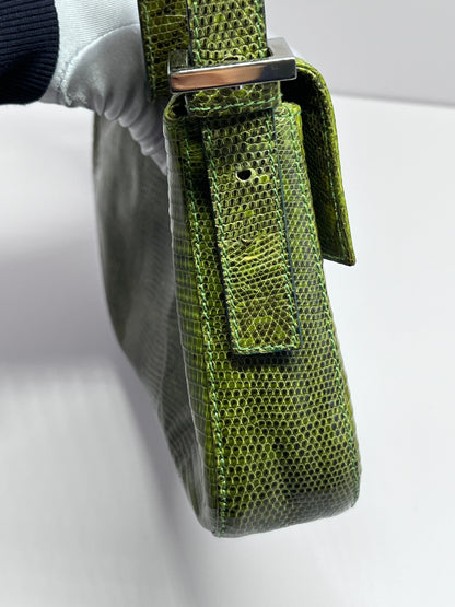Vintage Fendi Green Lizard Skin Baguette