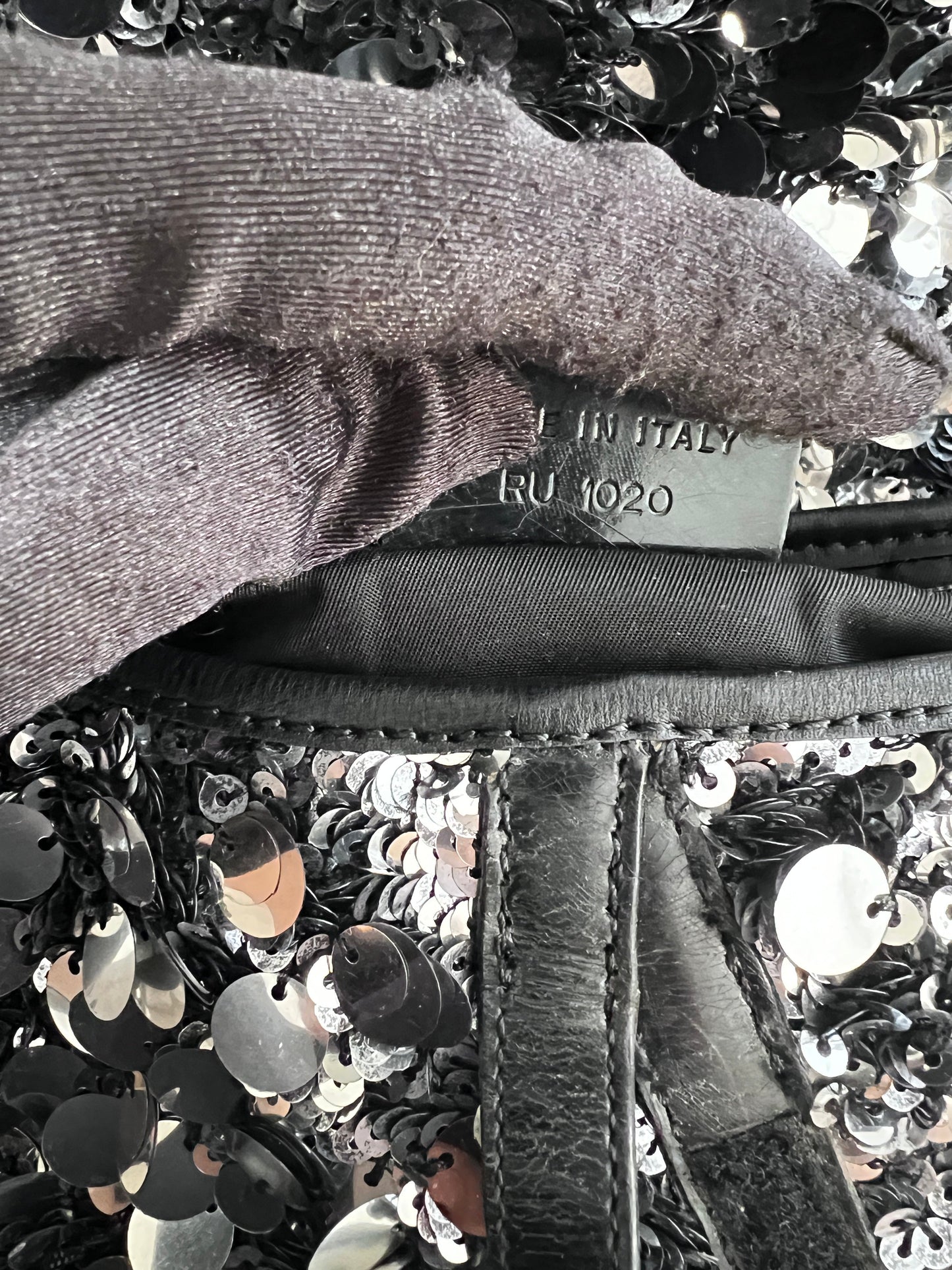 Dior silver sequin saddle bag