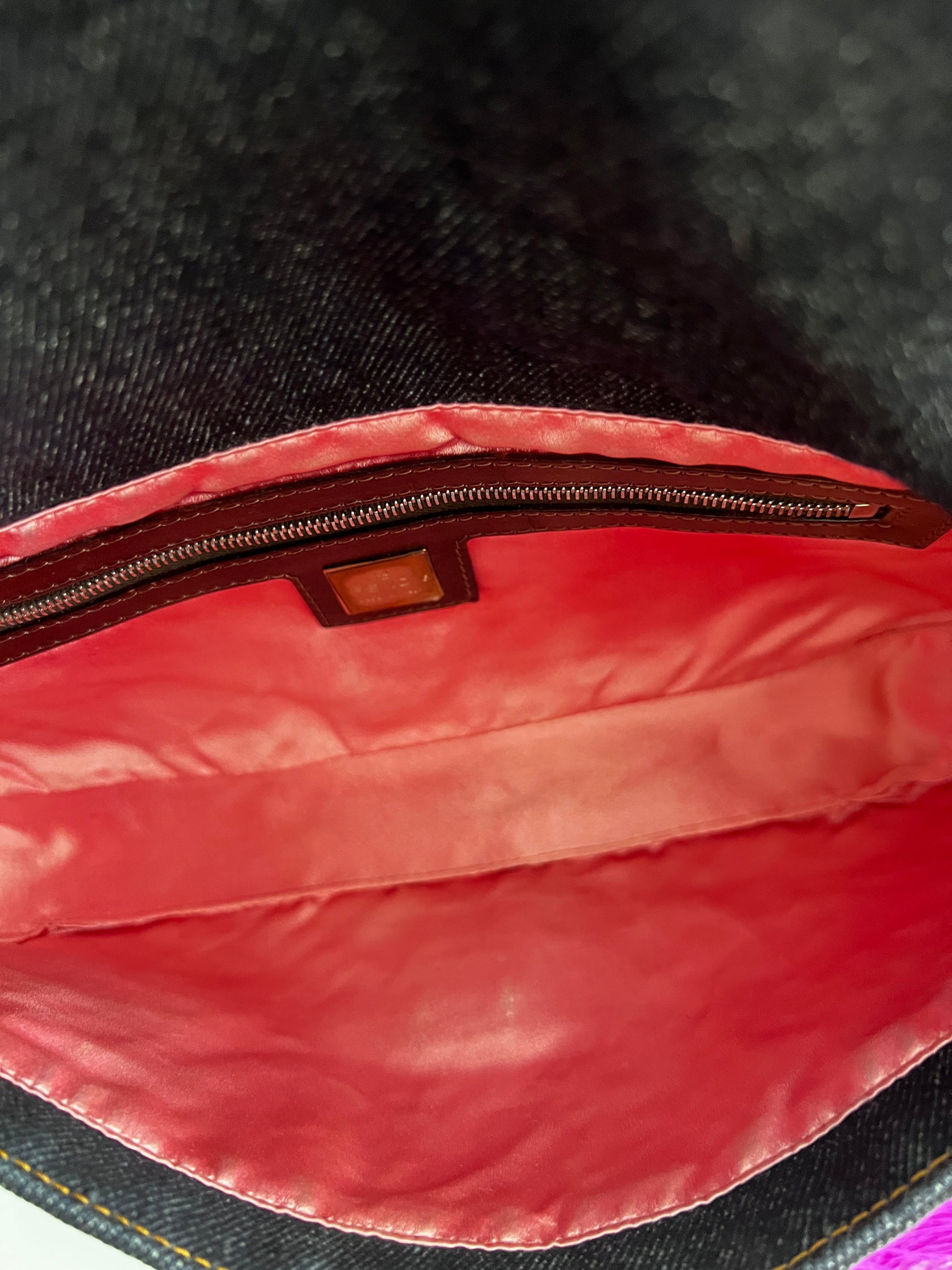 Fendi rose denim baguette