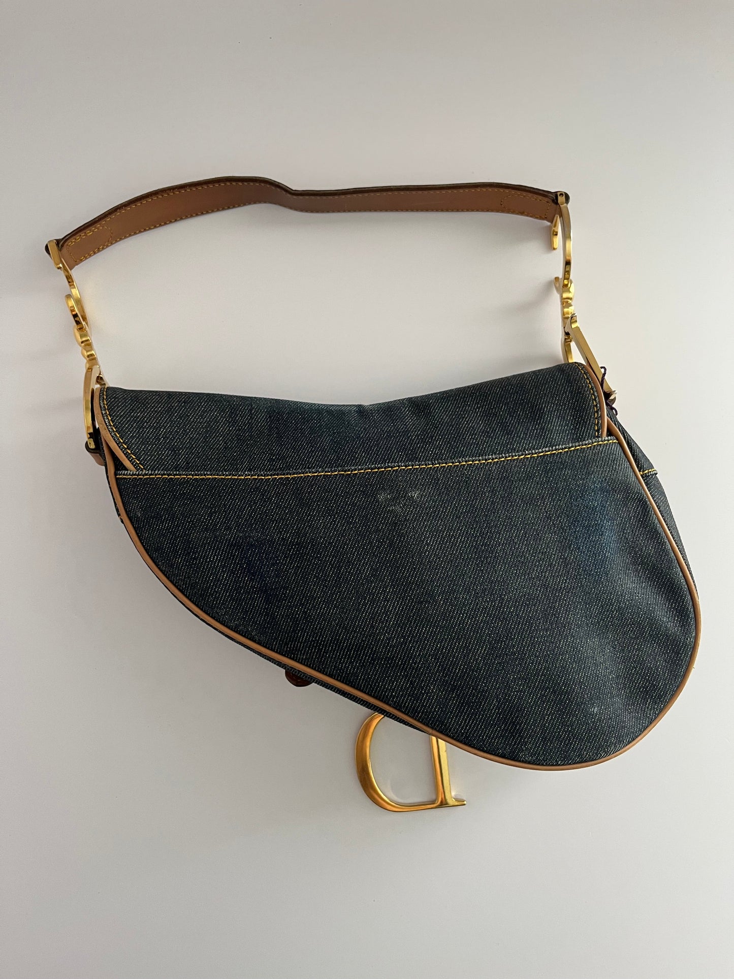 Dior saddle Jean leather gold hardware shoulder bag