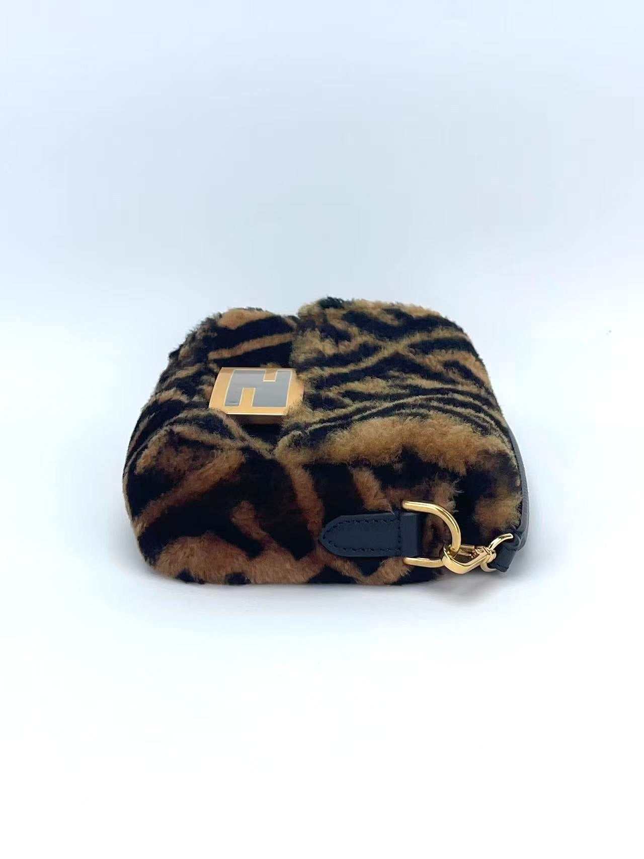 Fendi Mini FF Shearling Baguette