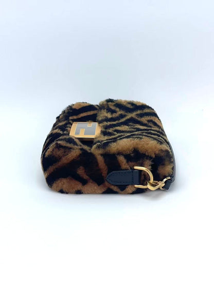 Fendi Mini FF Shearling Baguette