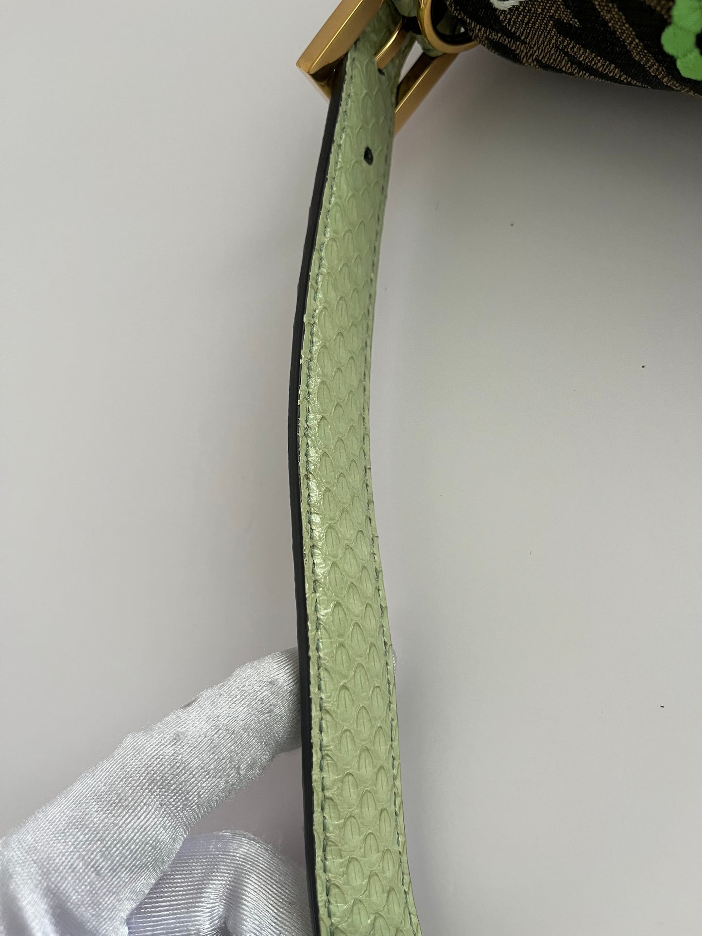 Fendi baguette FF embroidery gold hardware shoulder bag