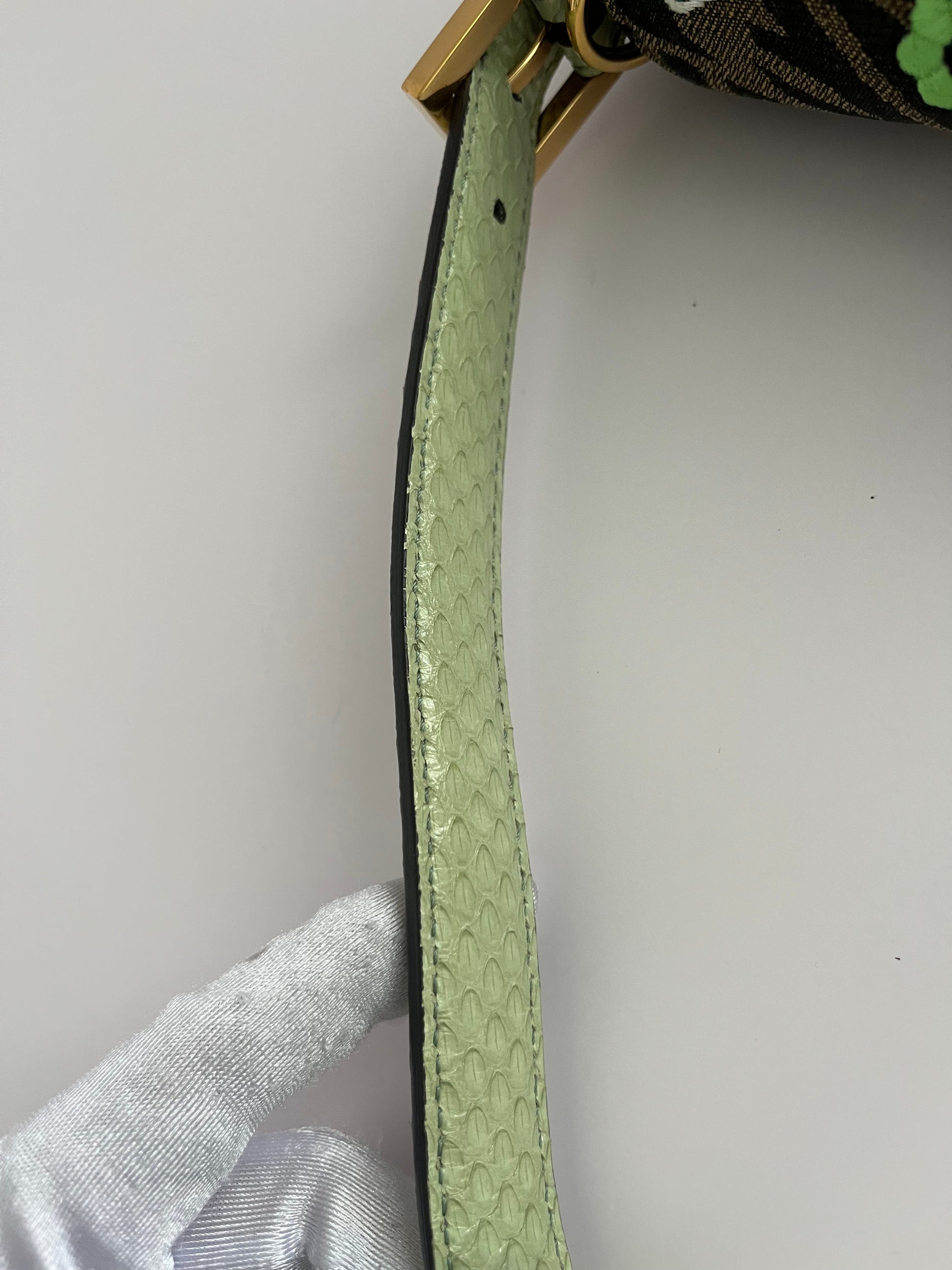 Fendi baguette FF embroidery gold hardware shoulder bag