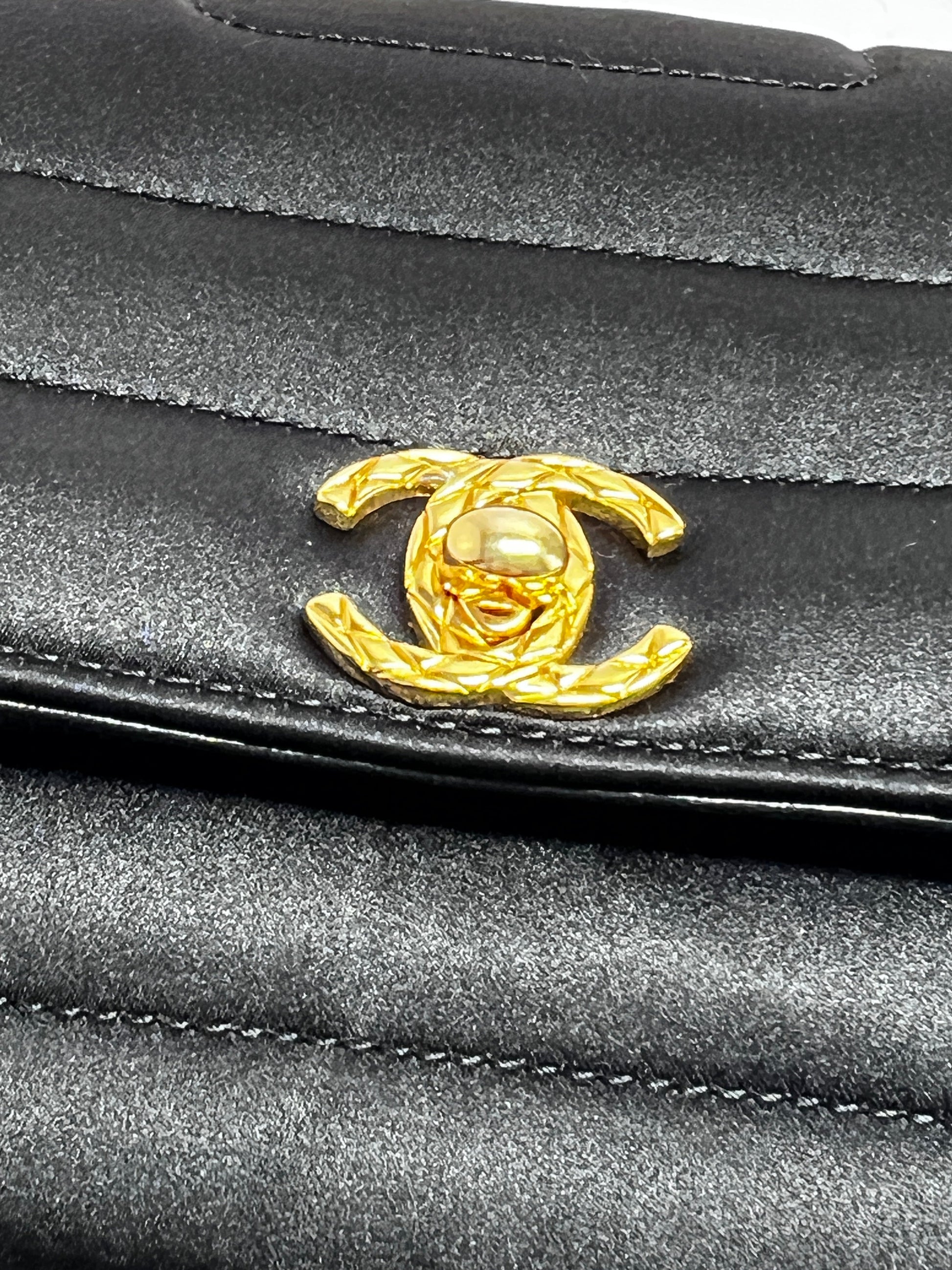 Vintage Chanel mini rectangular satin flap bag