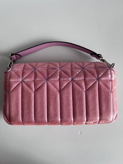 Fendi pink sequins replaceable magnetic buckle baguette