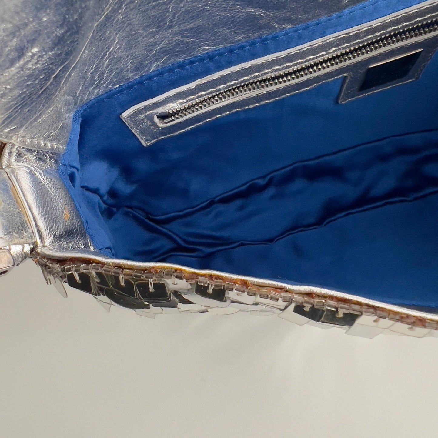 Vintage Fendi silver sequin baguette