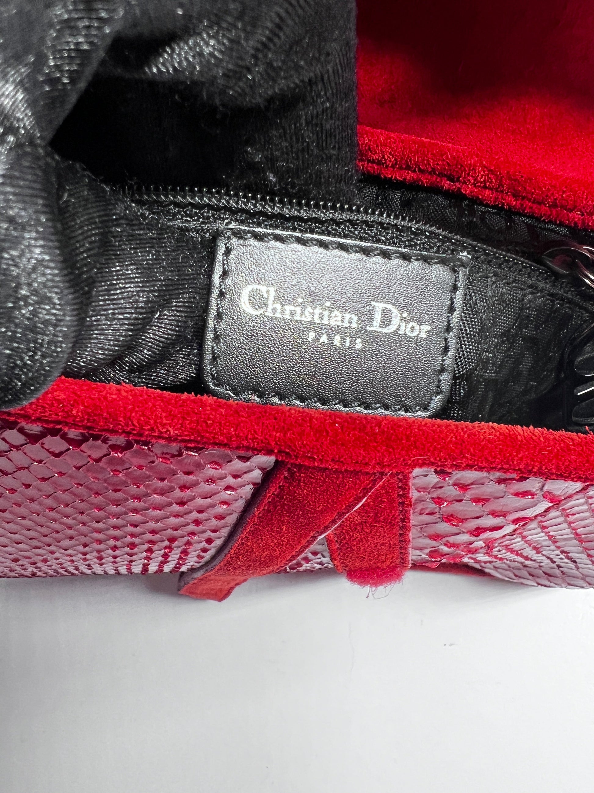 Vintage Dior red Python with suede saddle