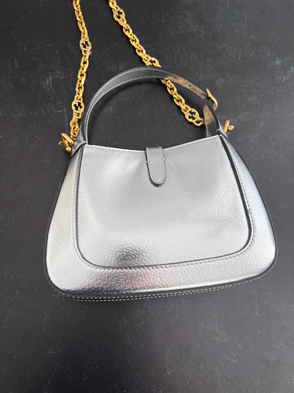 Gucci silver mini jackie1961 with chain