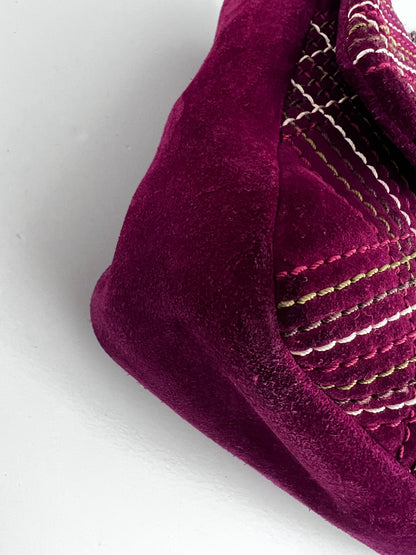 Chanel burgundy suede quilted flap bag