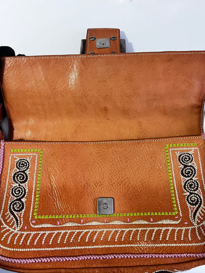 Fendi embroidery leather baguette