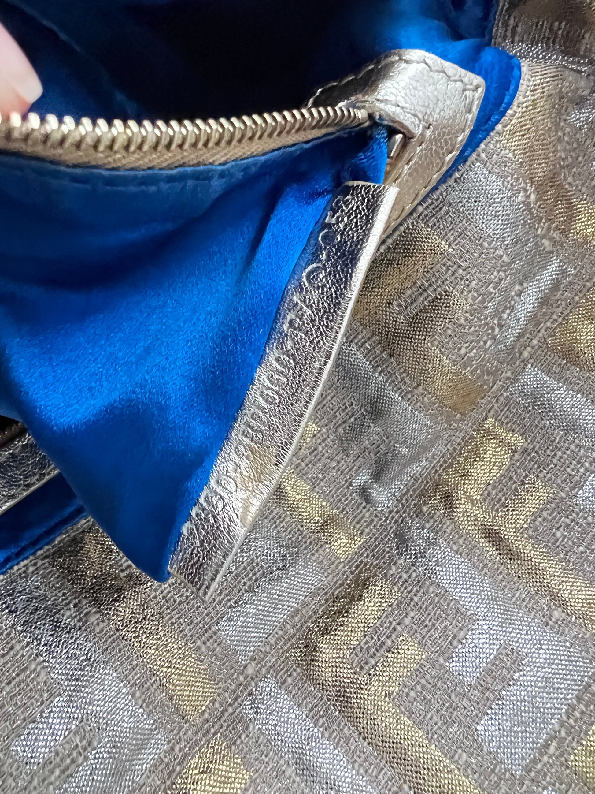 Fendi golden&silver embroidered zucca baguette