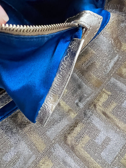 Fendi golden&silver embroidered zucca baguette