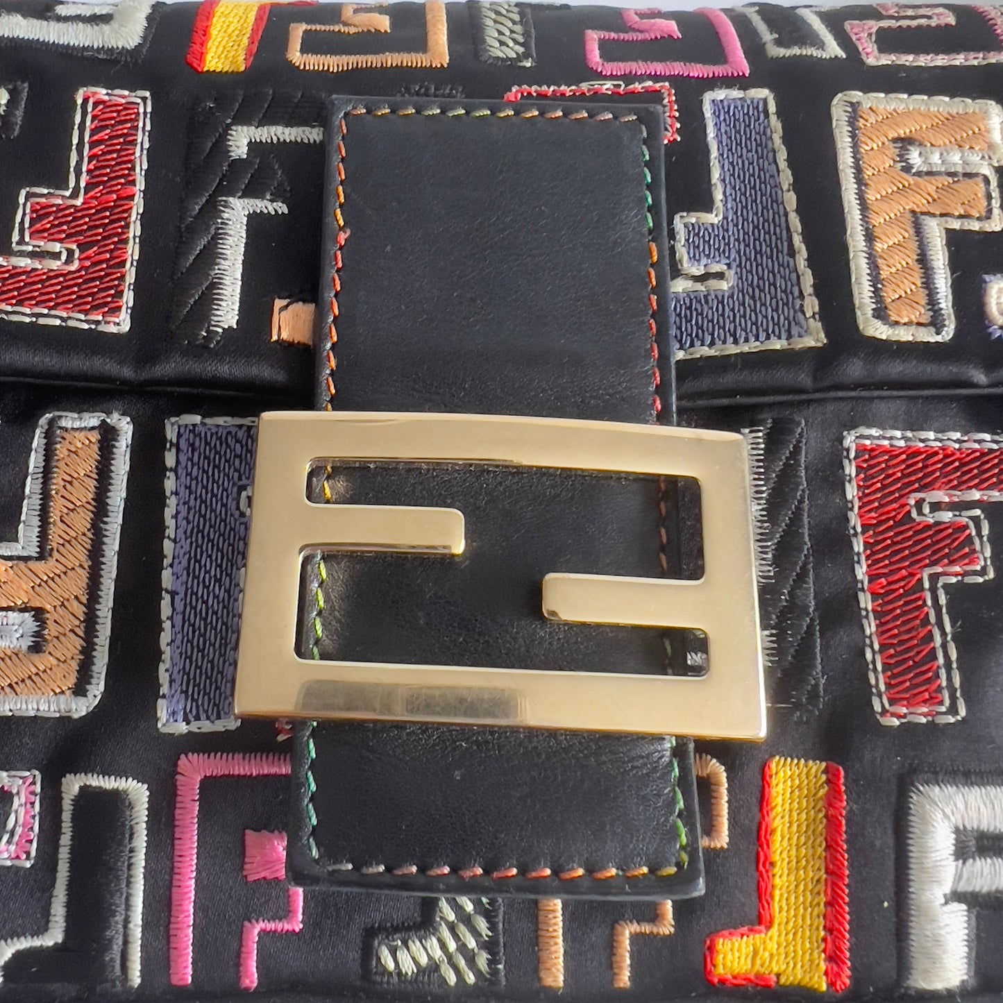 Fendi Multicolor Embroidered FF Baguette