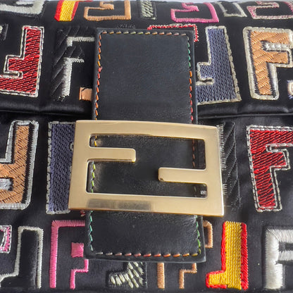 Fendi Multicolor Embroidered FF Baguette