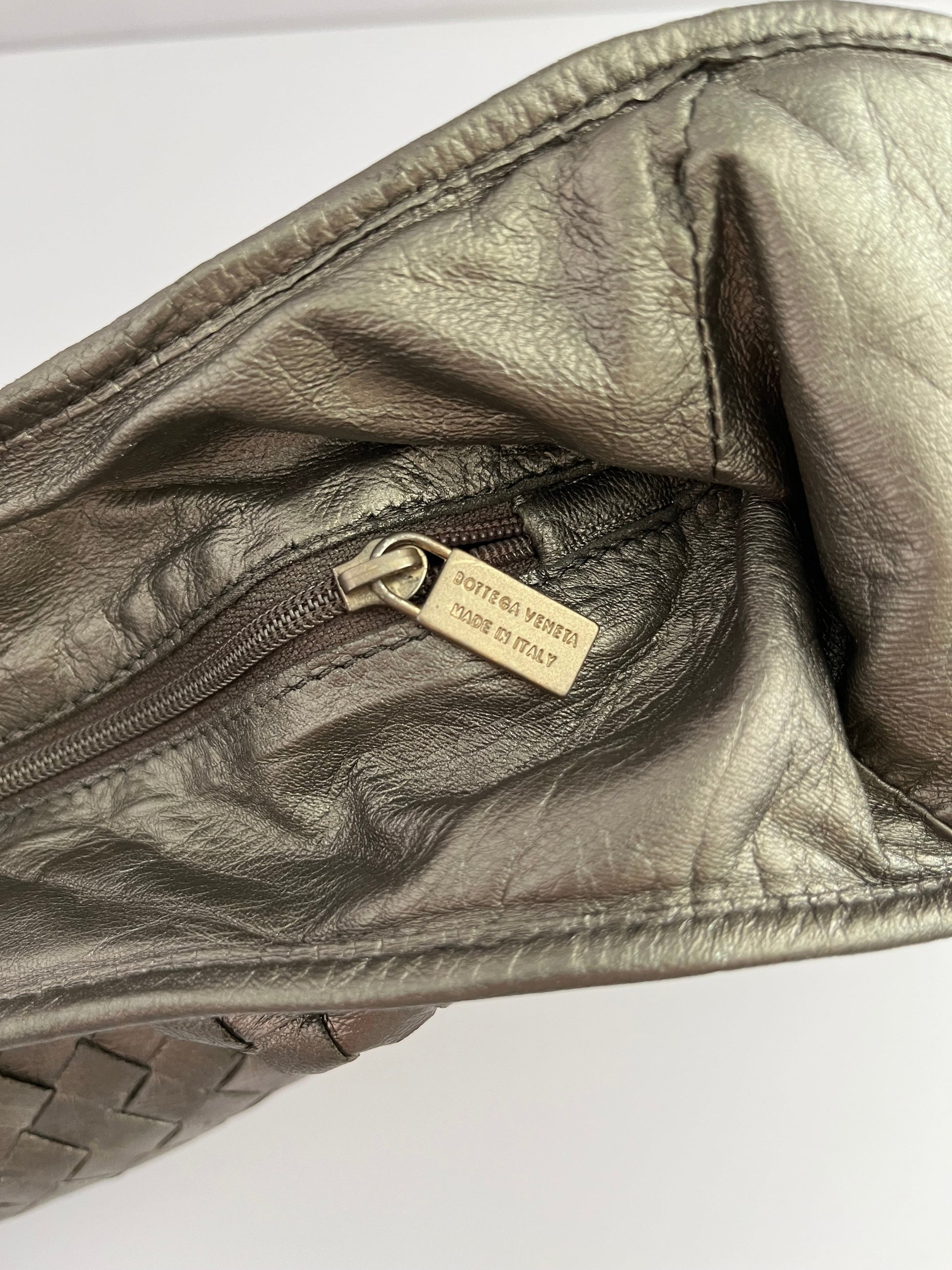 Bottega Veneta silver gray Leather Shoulder Bag