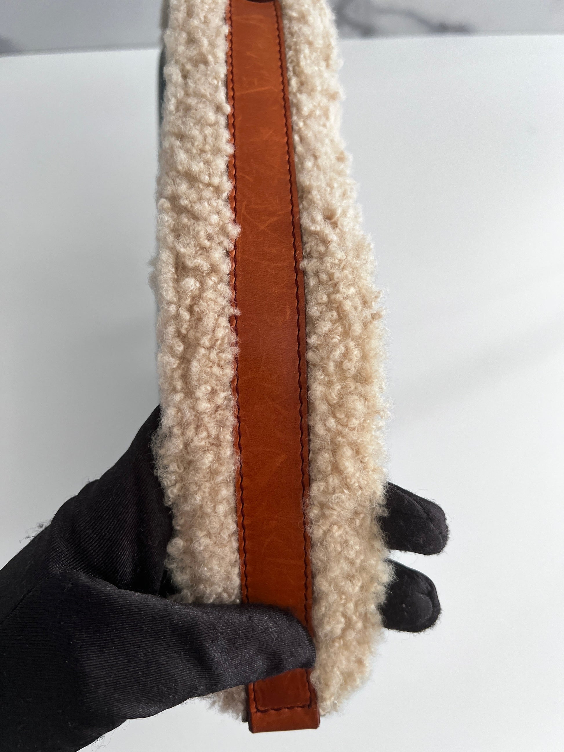 Vintage Dior denim & shearling saddle bag