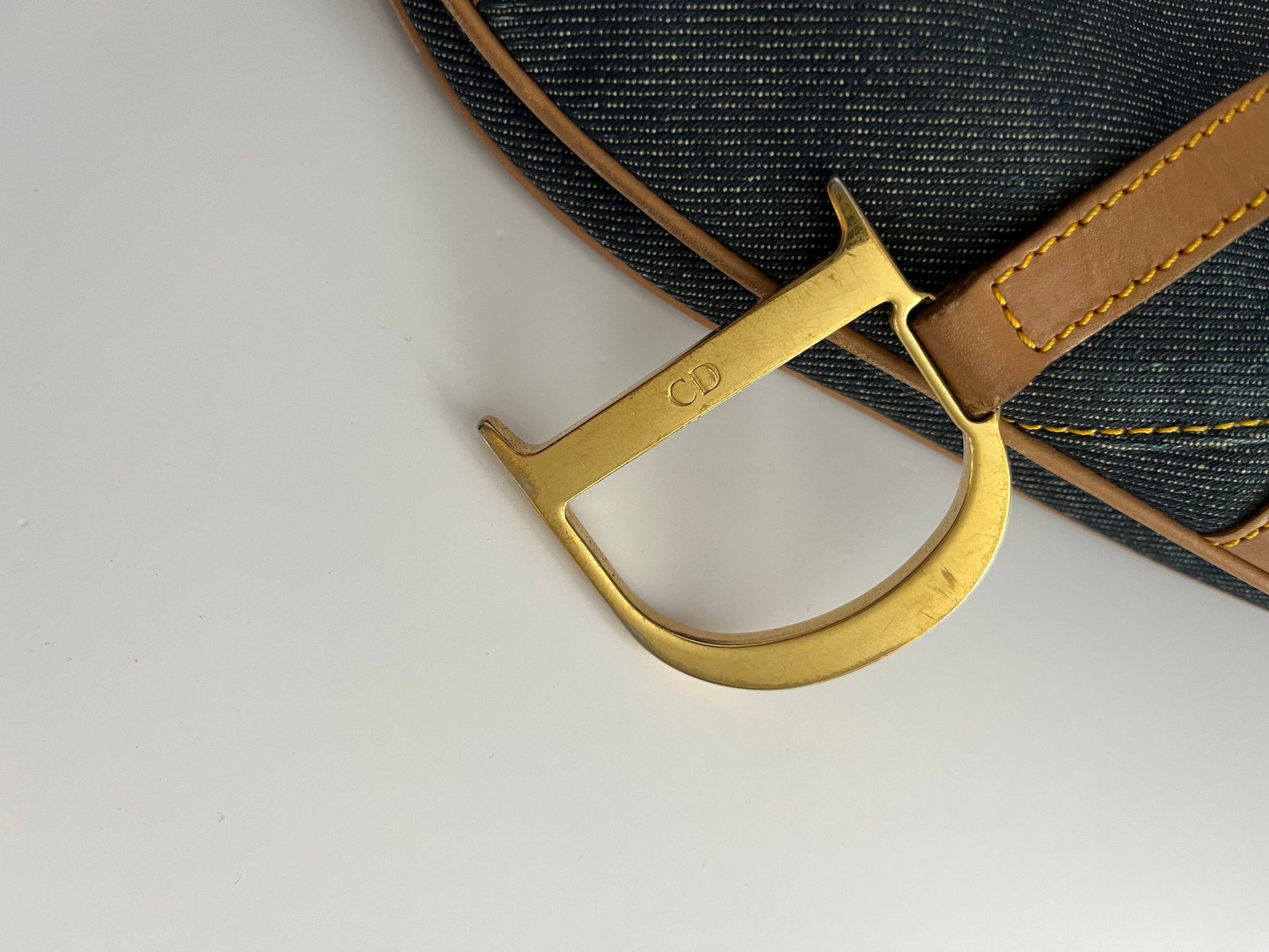 Dior saddle Jean leather gold hardware shoulder bag