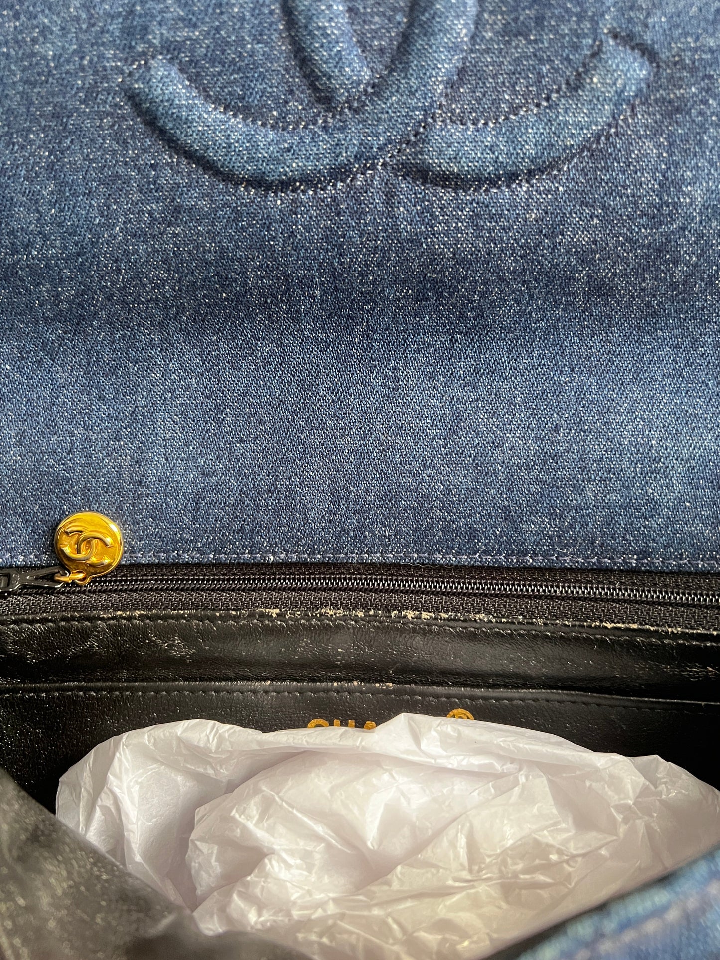 Vintage Chanel denim falp bag