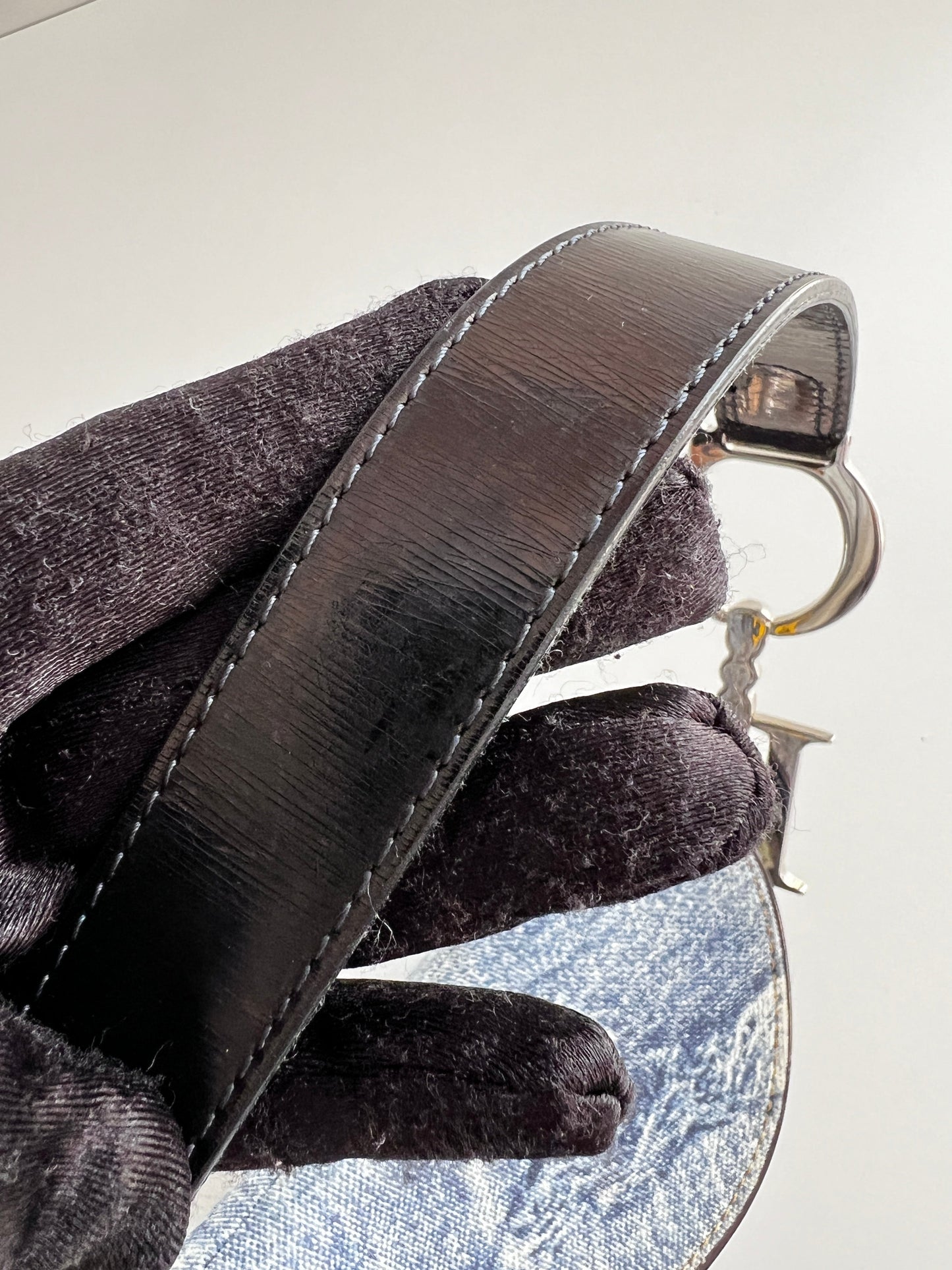 Dior certified denim saddle bag