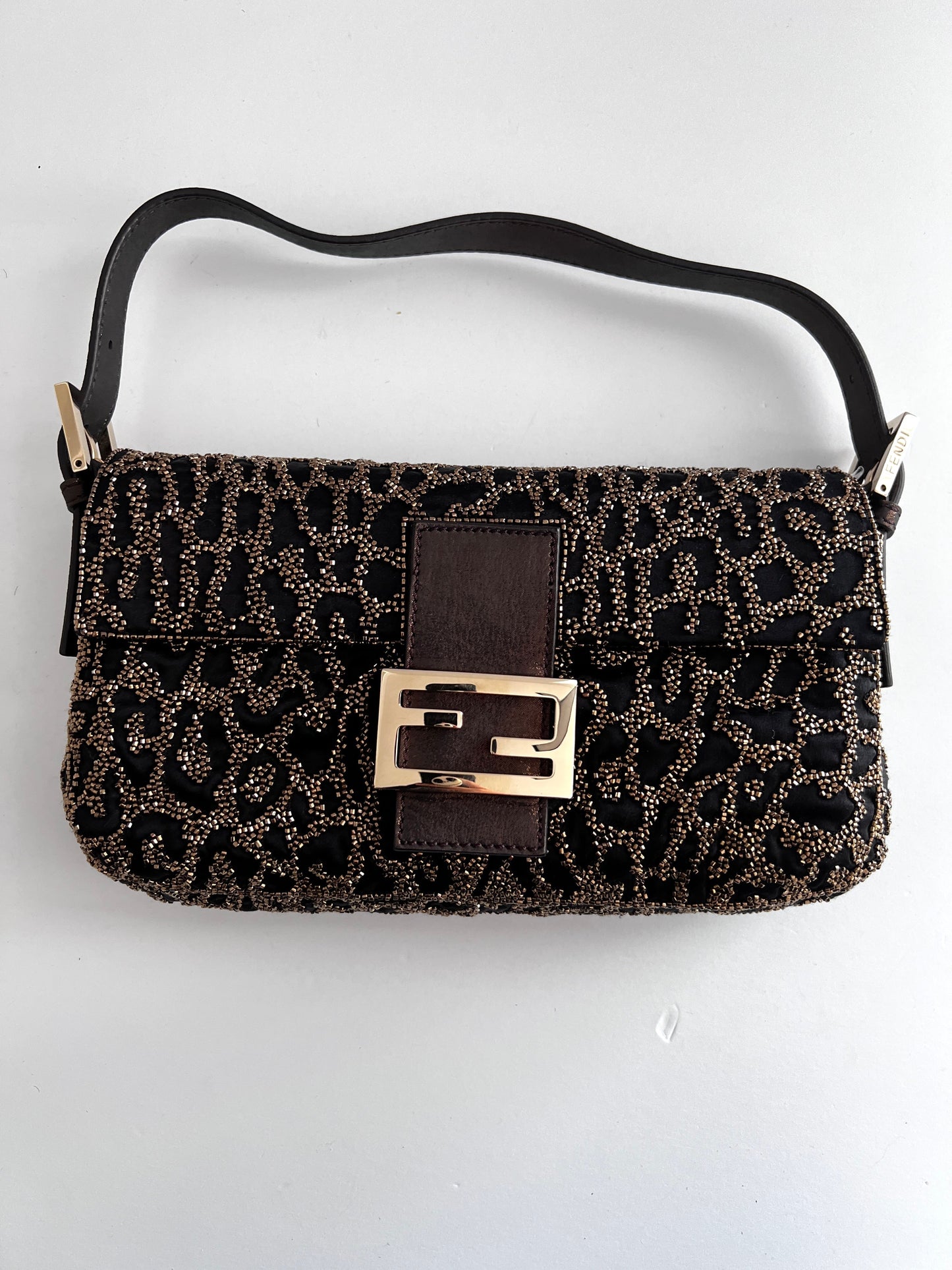 Fendi Cheetah embroidered beaded baguette