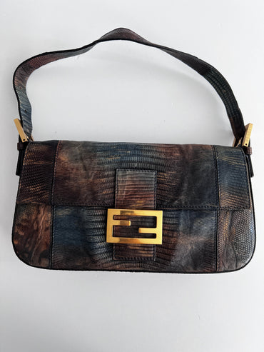 Fendi exotic leather baguette