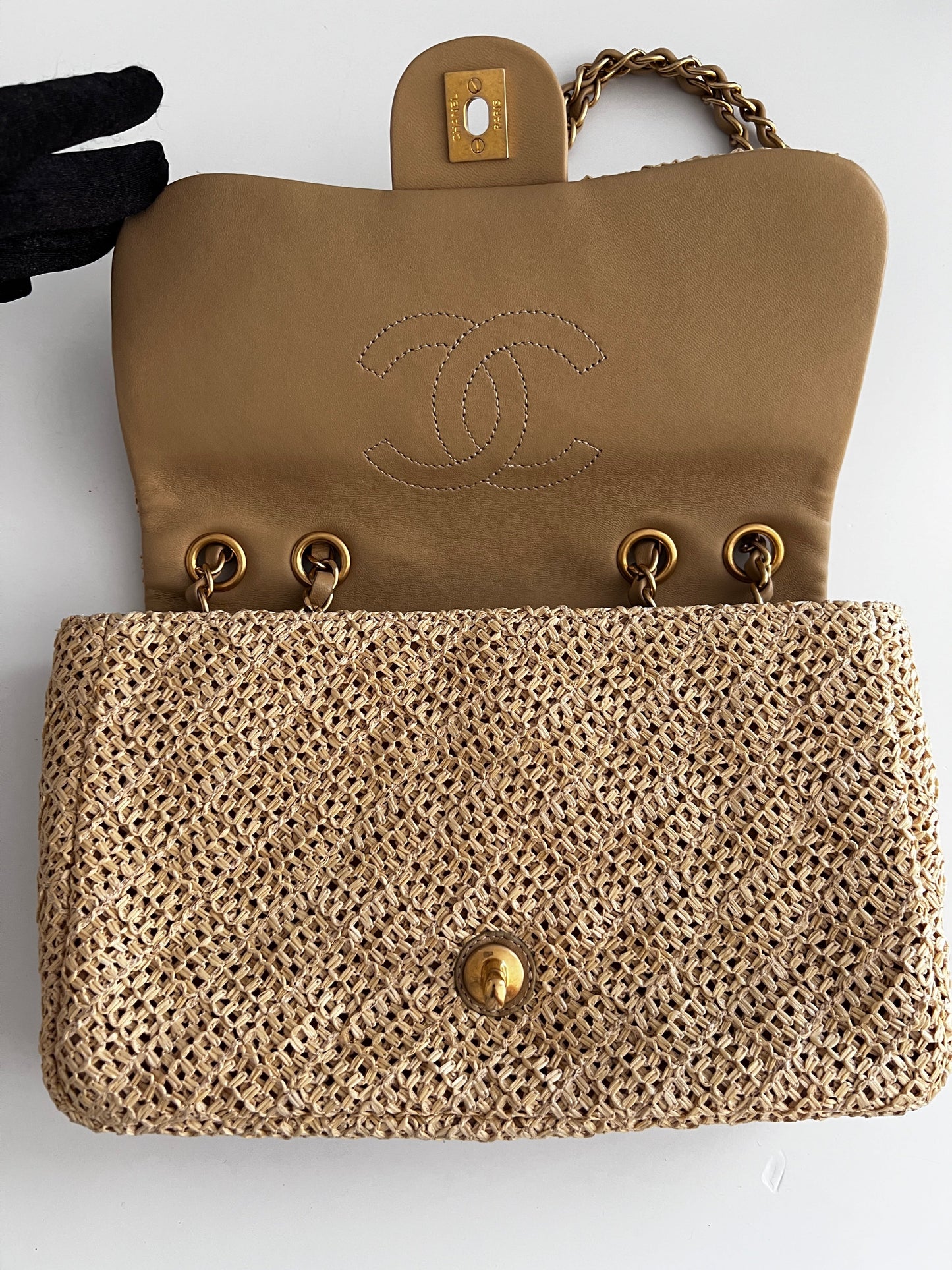 Chanel Paris-Athens Crochet Raffia Medium Single Flap Bag