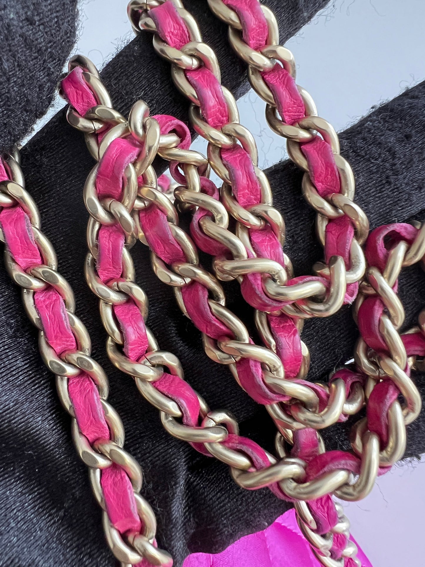 Vintage Chanel pink sequin mini flap bag