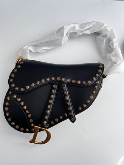 NWOT! Dior black studs saddle bag from 2024 collection