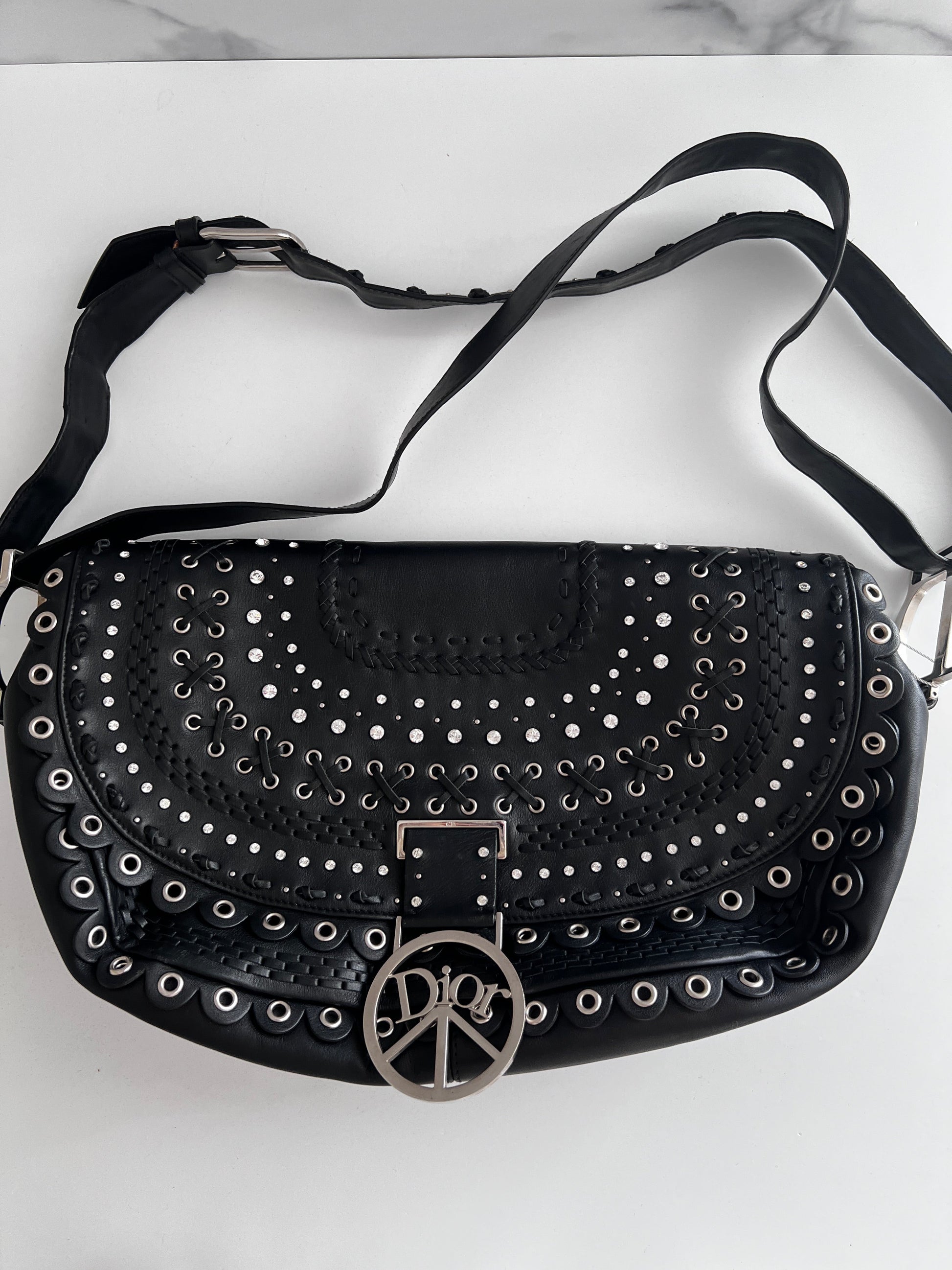 Vintage Dior love&peace limited edition leather shoulder bag