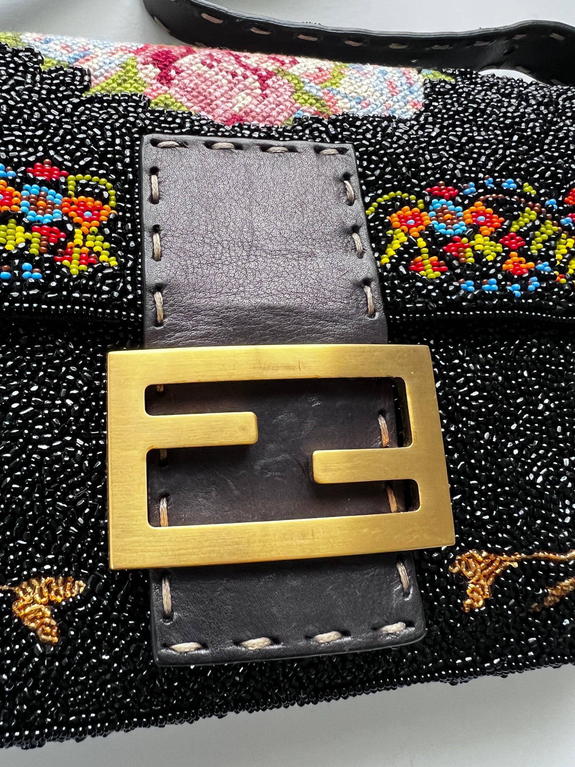 Fendi Baguette Cross stitch beaded shoulder bag