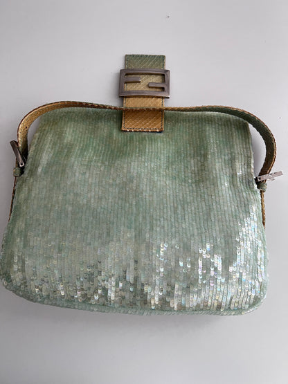 Vintage Fendi Mint Sequin Baguette