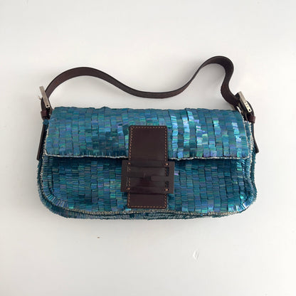 Vintage Fendi Blue Sequin Baguette