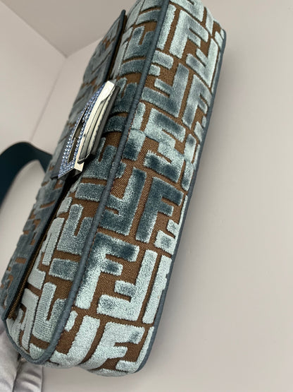 Fendi baguette new style FF velvet silver hardware shoulder bag NWOT