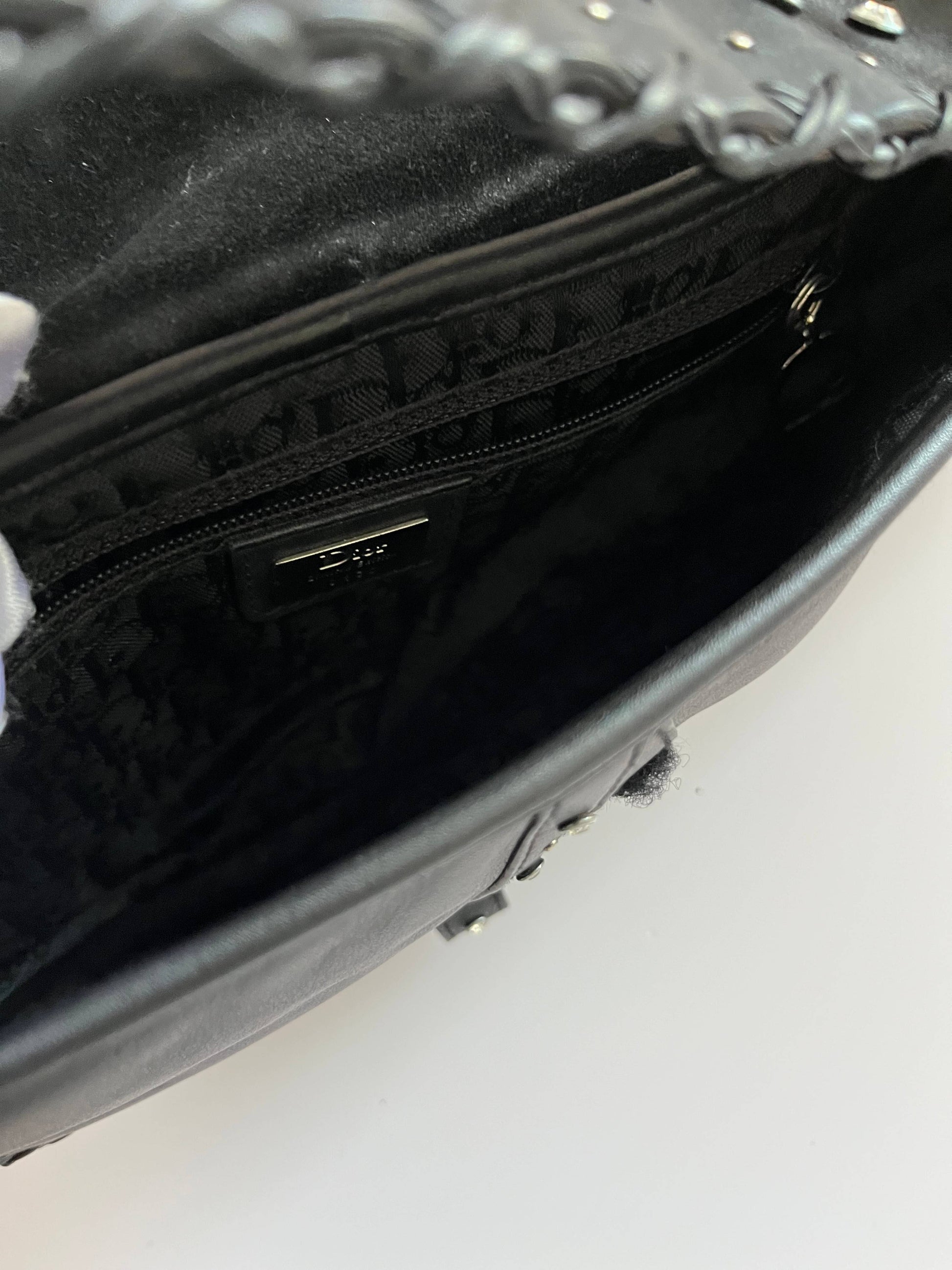 Dior Saddle Vintage love&peace limited edition black leather shoulder bag