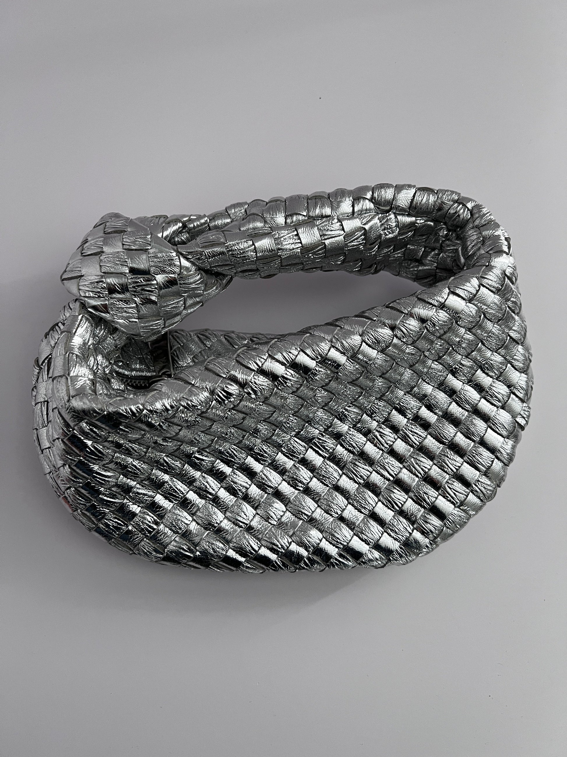 Bottega Veneta metallic silver mini Jodie
