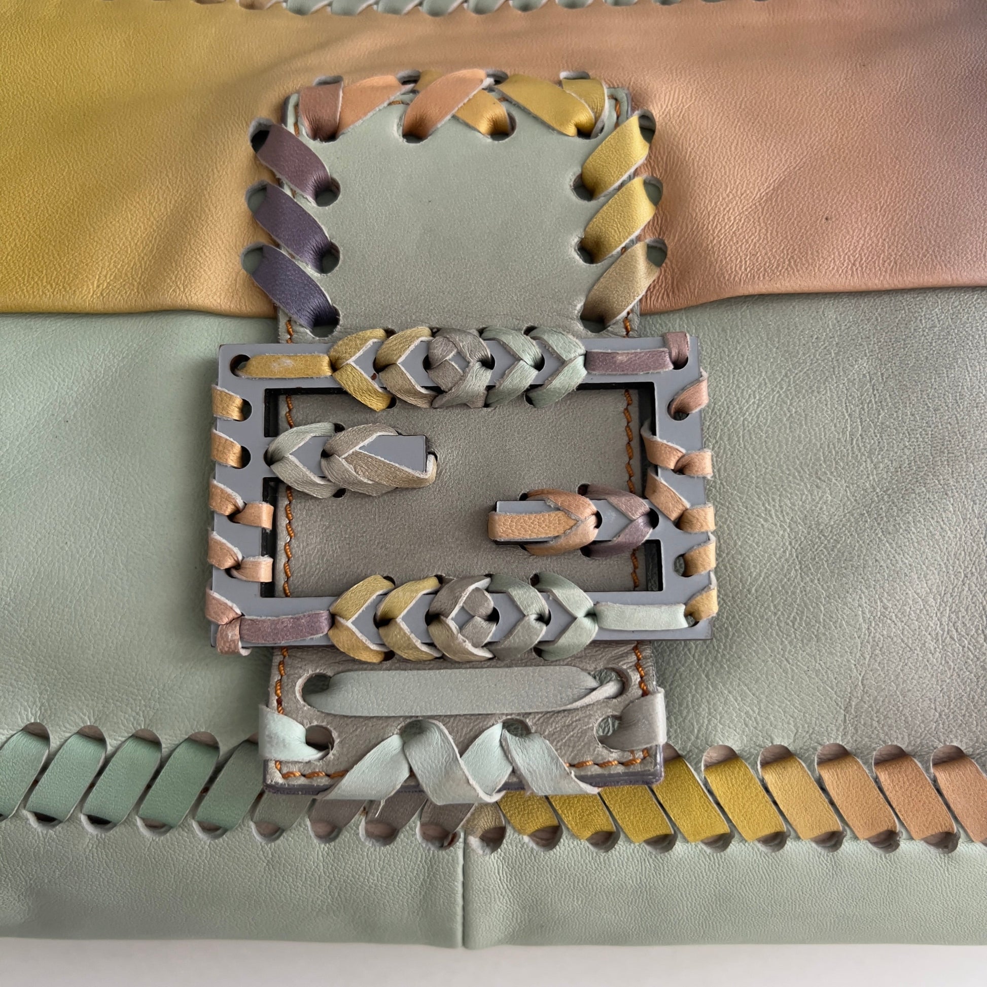 Vintage Fendi XXL Pastel Rainbow Whipstitch Baguette-A