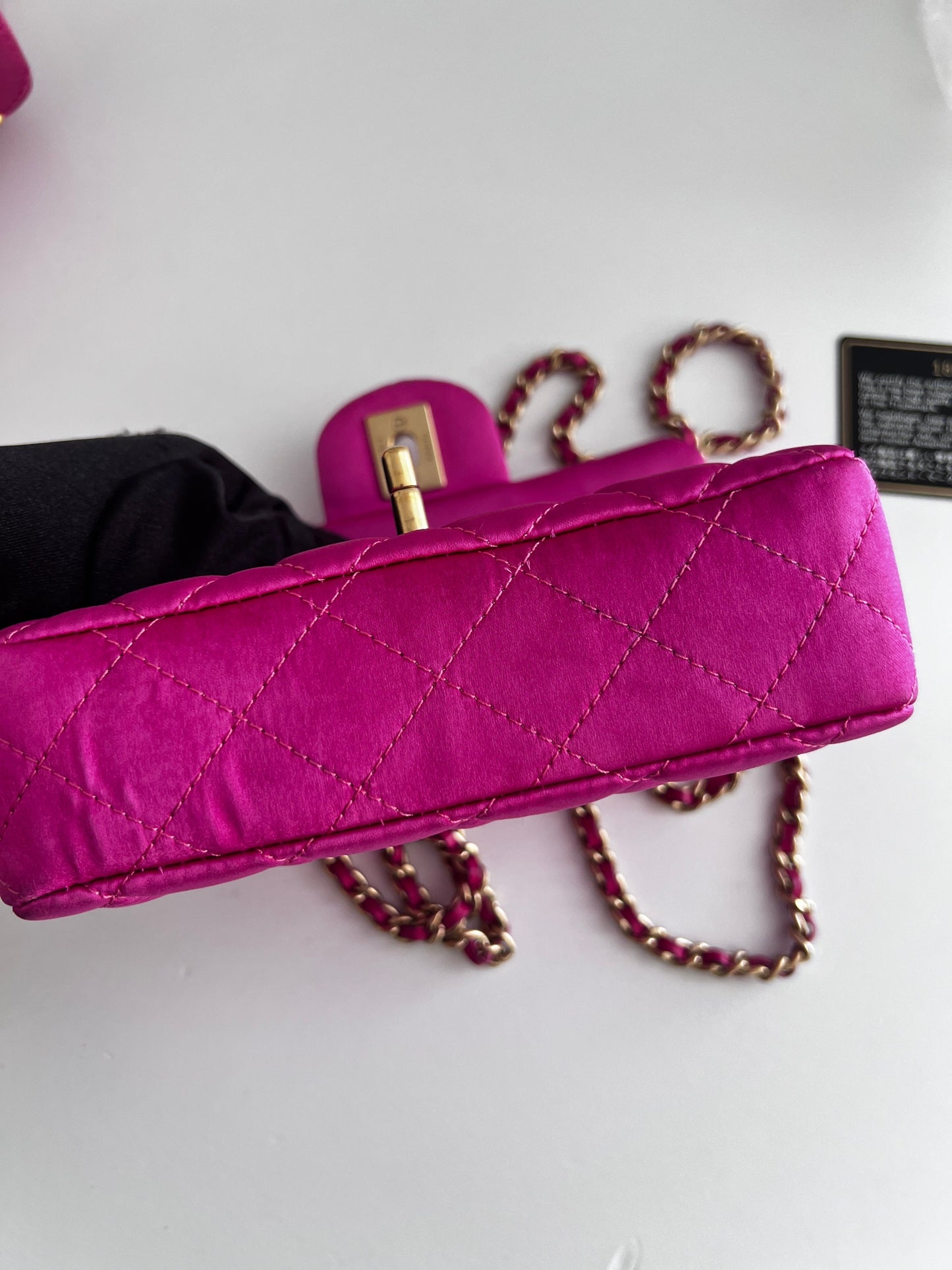 Vintage Chanel pink sequin mini flap bag