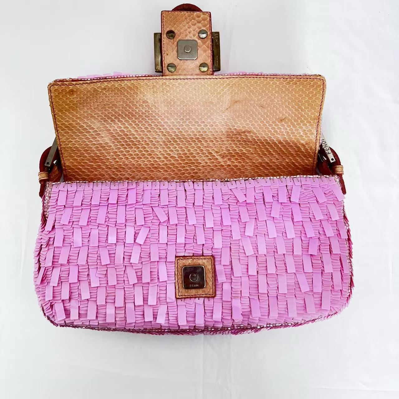 Vintage Fendi Pink Sequin Baguette