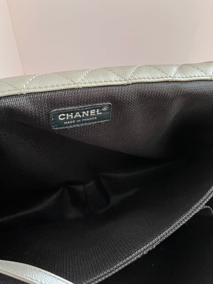 Chanel Classic Flap XXL Silver Leather Travel Bag