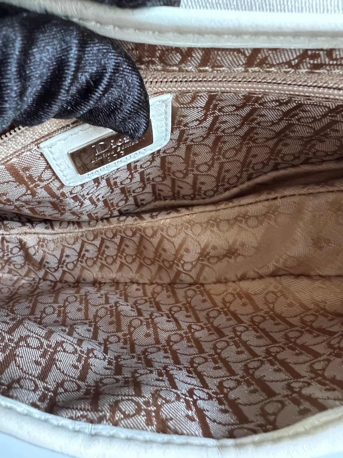 Dior limited edition white floral canva saddle bag