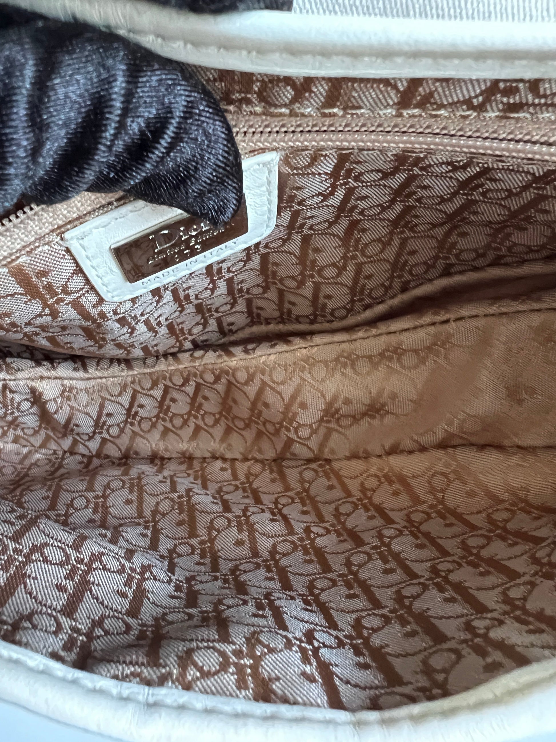 Dior limited edition white floral canva saddle bag