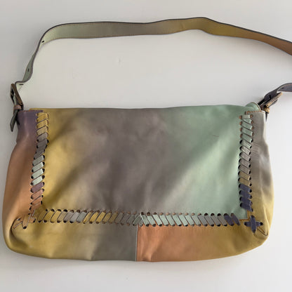 Vintage Fendi XXL Pastel Rainbow Whipstitch Baguette-B