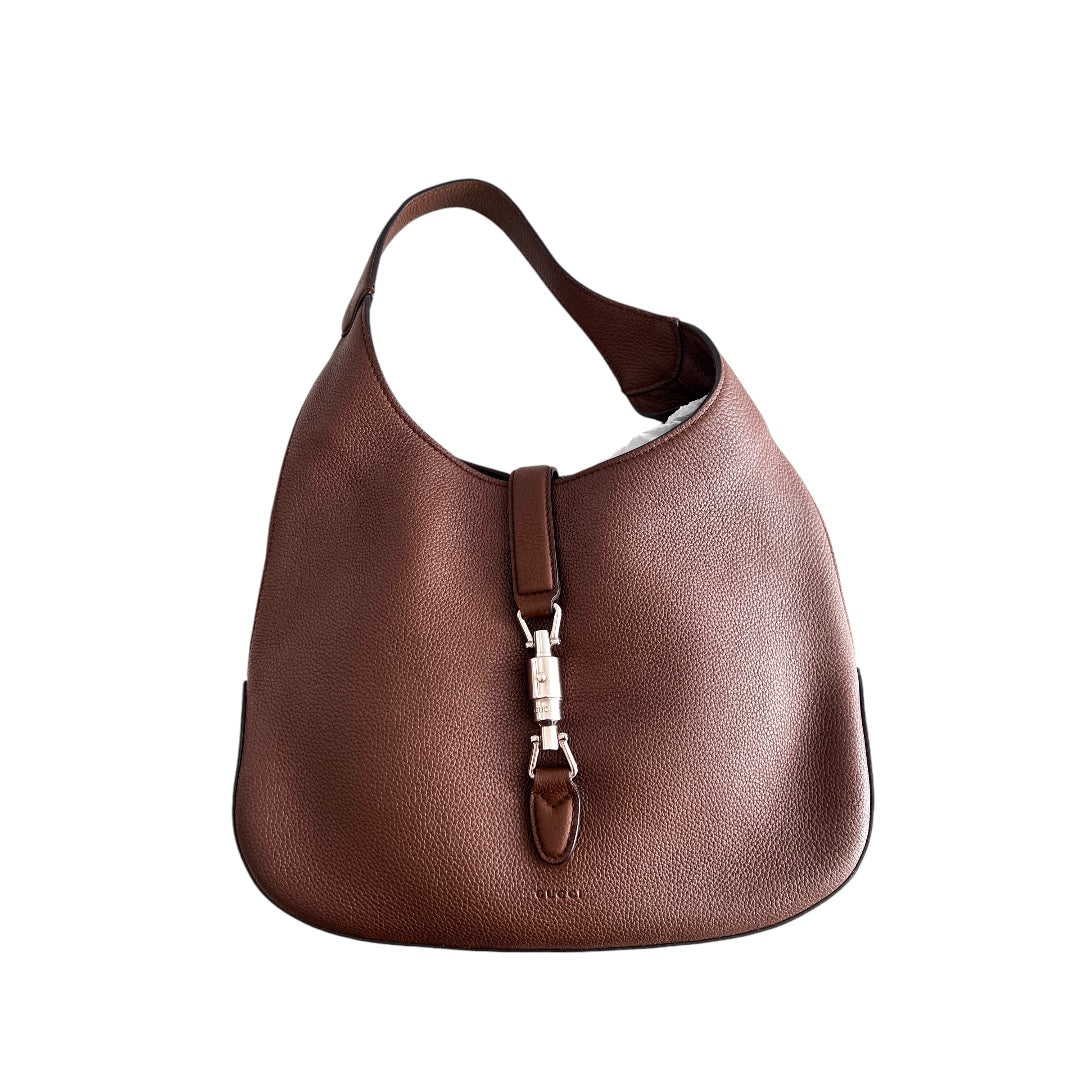 Gucci Gucci brown grain leather hobo bag