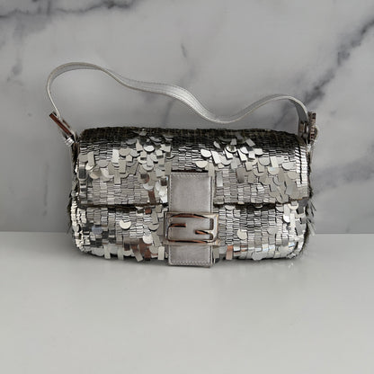 Vintage Fendi silver sequin baguette