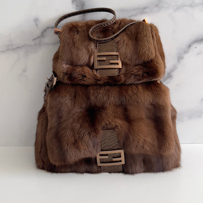Fendi mini mamma size cute squirrel fur baguette