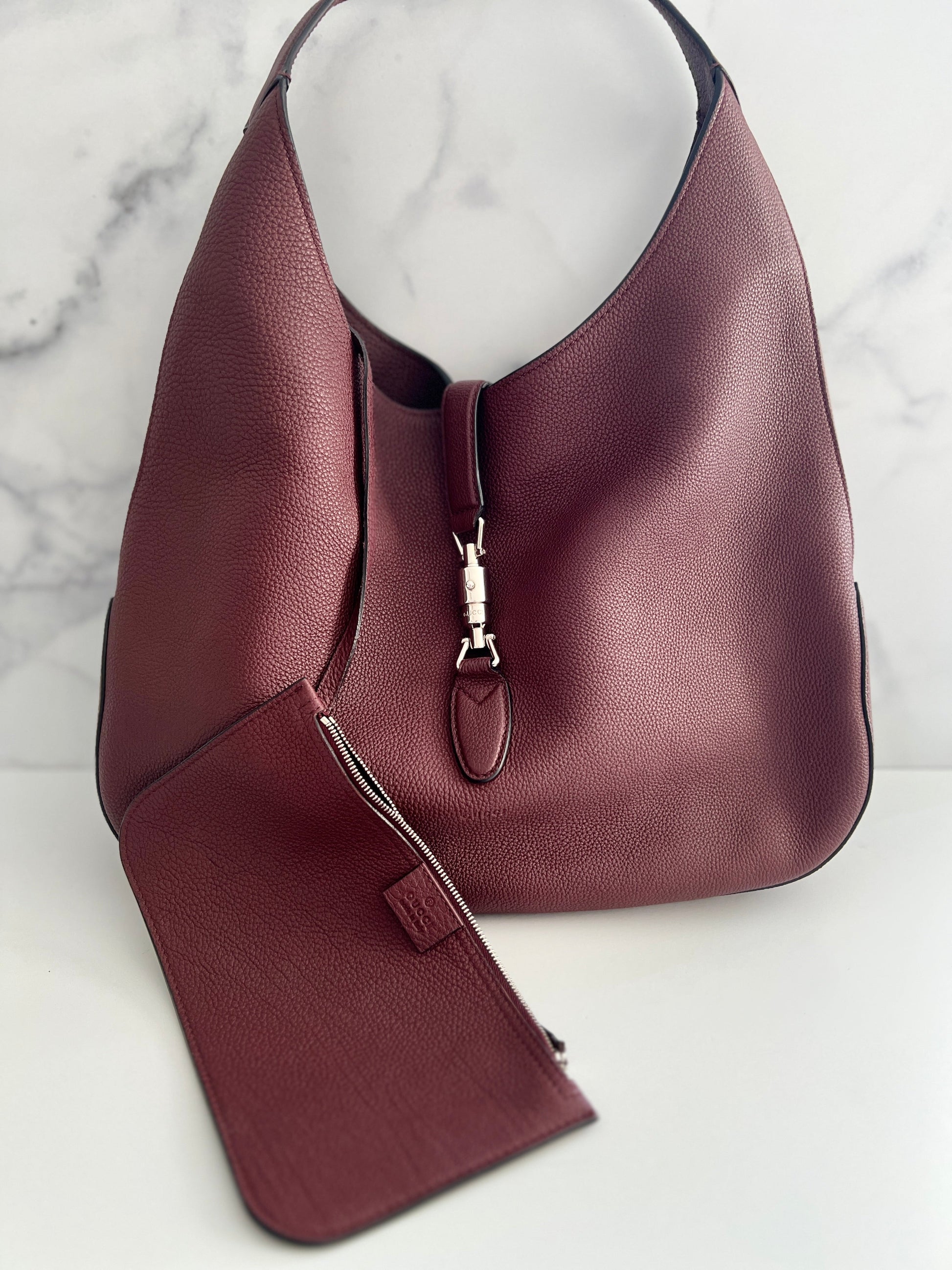 Gucci oxblood grain leather Jackie Hobo bag medium size