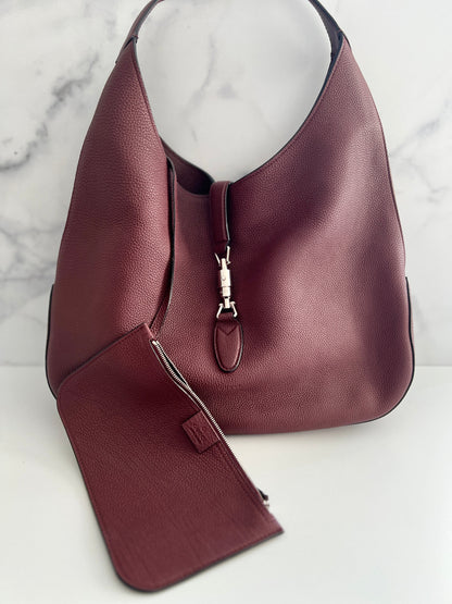 Gucci oxblood grain leather Jackie Hobo bag medium size